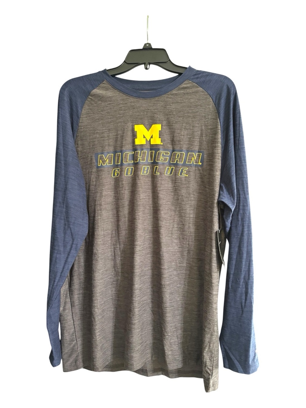 Colosseum Gray & Blue Long Sleeve Tee with Yellow Block M